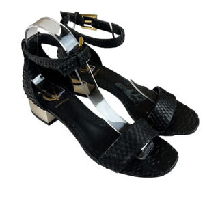 VERO Club Signature Snakeskin Ankle Strap Chunky Heel Sandals
